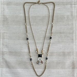 The Limited Gold-Tone Layered Necklace with Black and Clear Accents